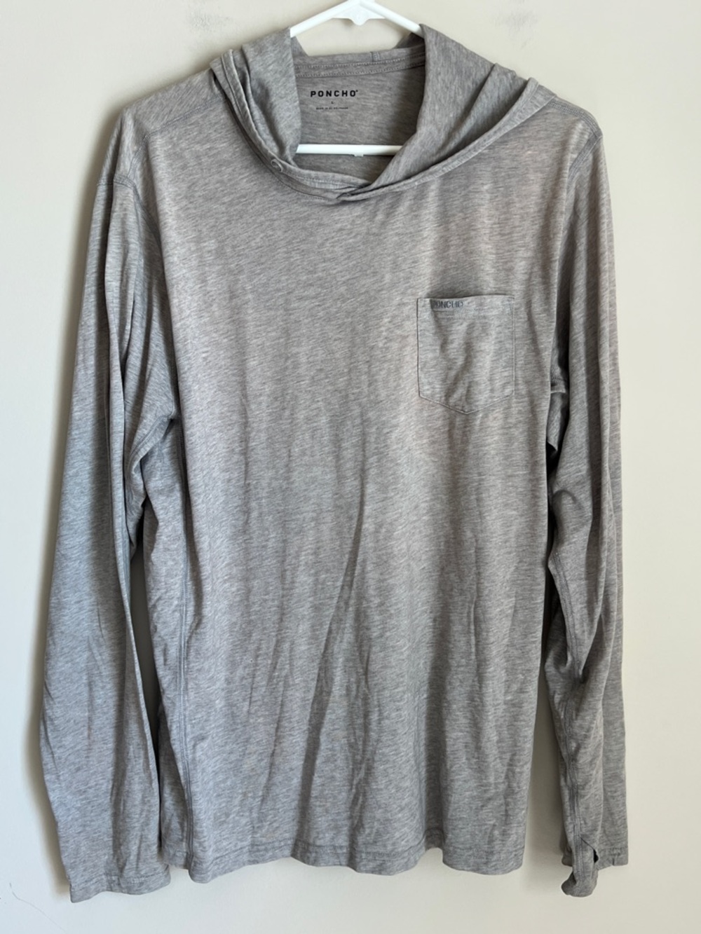 Poncho Performance Hoodie Heathered Gray Men's Large Quick Dry Fishing UPF